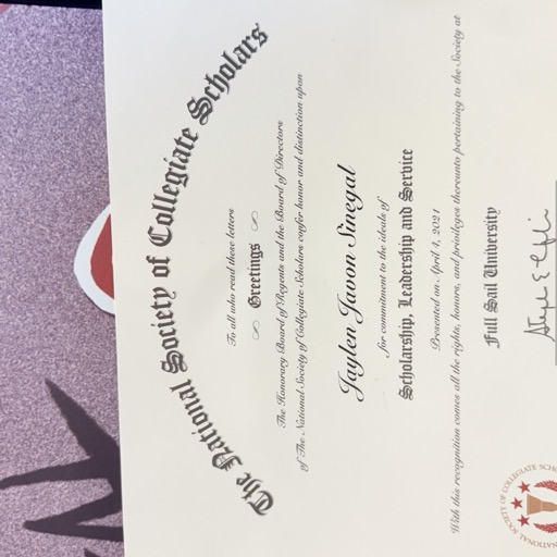 Jaylen Sinegal, Member of The National Society of Collegiate Scholars